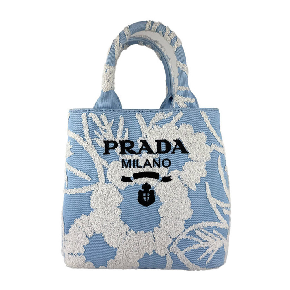 Prada handbag/shoulder bag, canvas, pile, blue, white, silver, women's, z10877